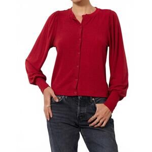 NEW BOBI puff long sleeve cardigan in oxblood